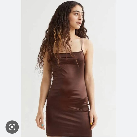 h&m brown silk dress Ladies - Dark Brown Draped Satin Dress - Size: XS